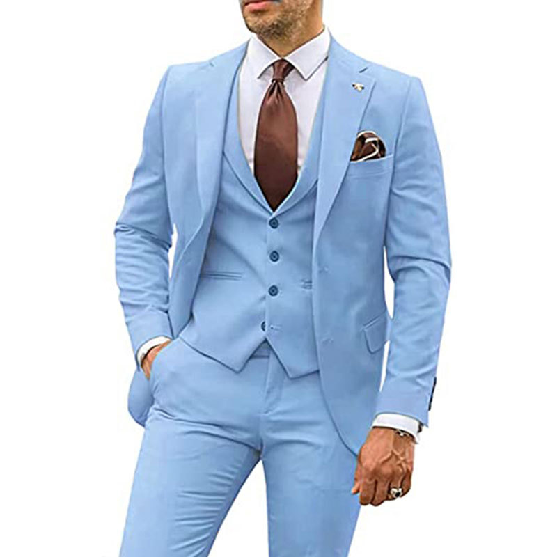 Comercio exterior de Europa y América Amazon AliExpress traje de hombre de tres piezas, tuxedo delgado, vestido de banquete de novio y mejorrino