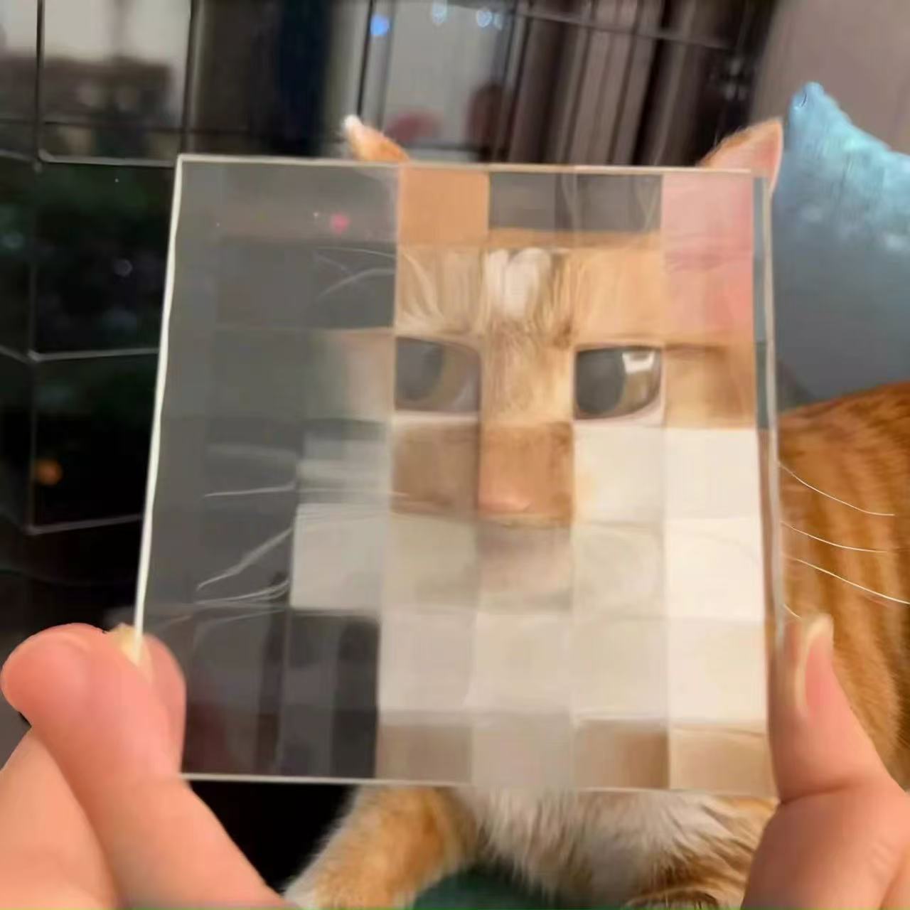 Mosaic Double Square Glass Pet Funny Creative Photo Props Stereo Embossed Art Glass Mosaic