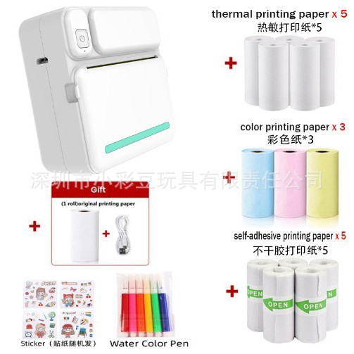 C19 블루 + 종이 5롤 + 스티커 5롤 + 색종이 3롤 + 색펜 + 스티커