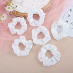 厂家直供日韩系少女不伤发大肠发圈缎面白色DIY丸子头发圈发饰