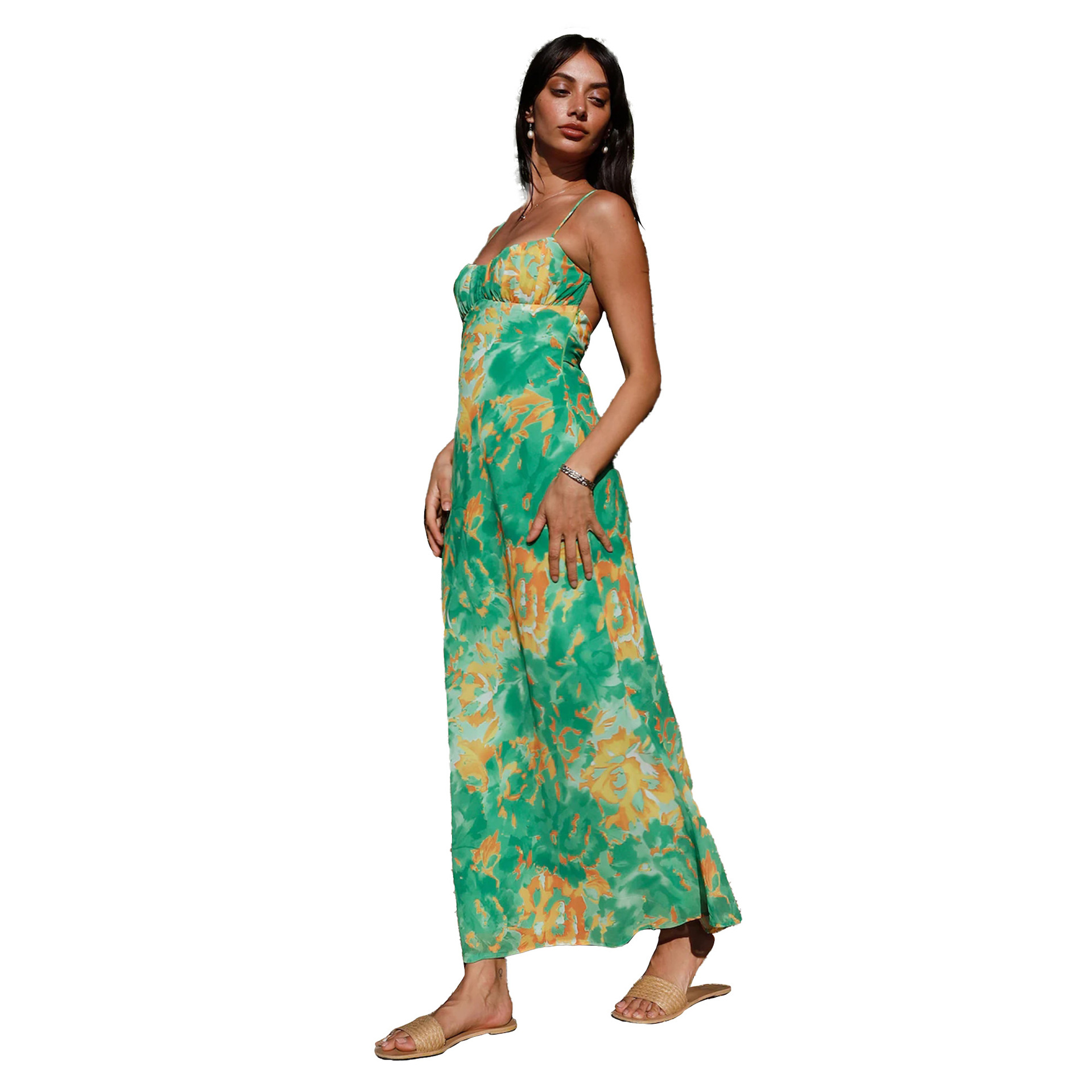 315g Weight Midi Dress Dress Length Type Sleeveless Sleeve Length Strap Dress Dresses Type Spandex, Polyester Fabric Type Mid Waist Waist Line Holiday, Daily Occasion Strap Neckline Slim Fit Type Color Block, Painted Flower Pattern Summer Season Women's Gender Printing, Zipper Design Vacation Style Wholesale Women's Vacation Printing Zipper Color Block Painted Flower Holiday Daily Strap Sleeveless Strap Dress 17