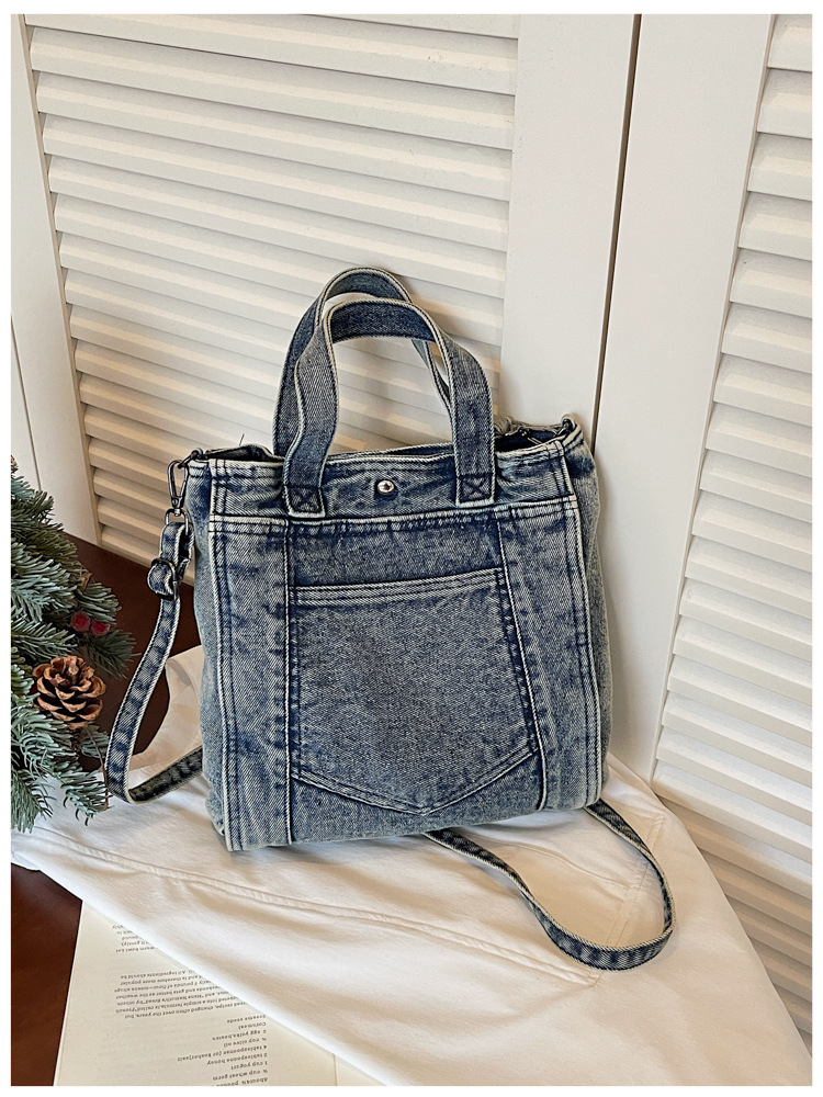 Bolso de mano de denim retro mujer 2026 nueva moda transfronteriza mochila de hombro de viaje bolsa de ocio image 9