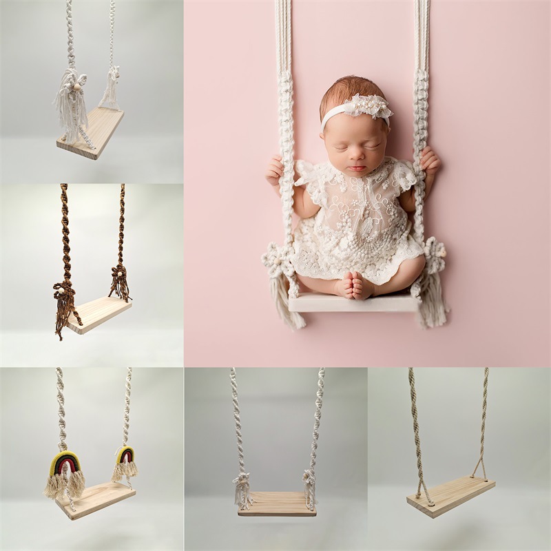 Newborn photography props, wooden swing...