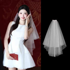 头纱领证登记求婚头饰新娘结婚主婚纱头饰高级简约法式演唱会头纱
