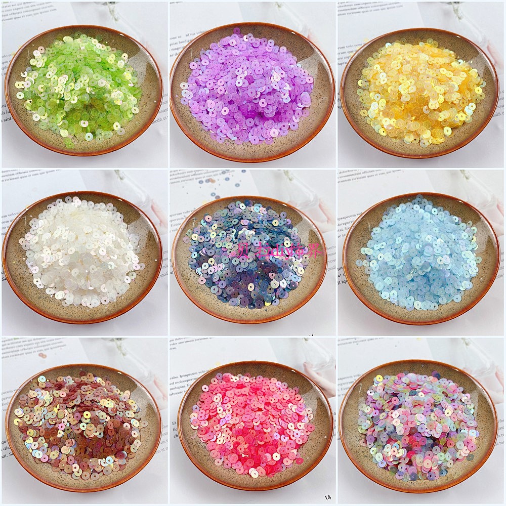 ?4mm磨砂幻彩美人鱼平片diy手缝亮片珠片手工刺绣服饰鞋帽配件