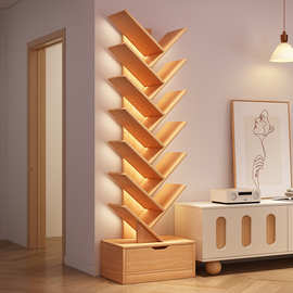简易树形小书架落地置物架家用书柜客厅收纳架多层创意卧室窄柜子