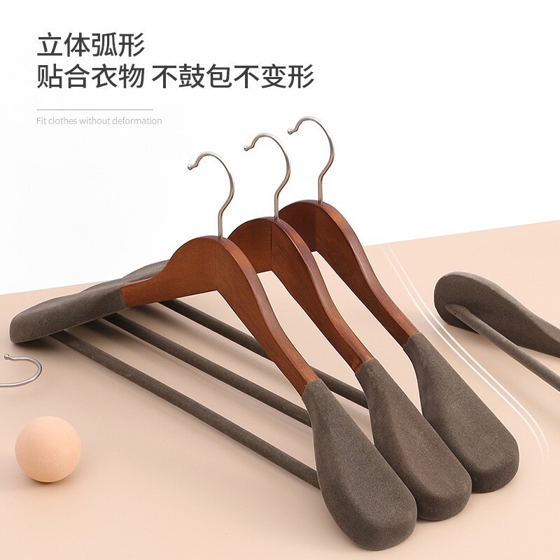 衣類ハンガー専用、植毛加工、滑り止め、跡が残らない、太め、コート用、家庭用衣類ハンガー、ホテル用衣類ハンガー、卸売、軽量高級木製衣類ハンガー|undefined