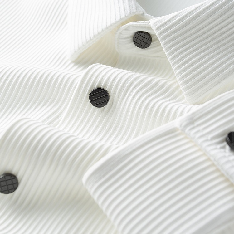 Light Luxury Spring and Autumn Thin Non-ironing Anti-wrinkle Business Casual White Shirt Men's Long-sleeved Slim-fit Vertical Stripe Shirt for Men