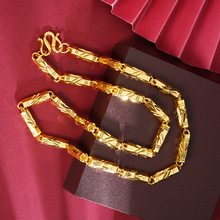 沙金5mm短六角实心项链铜电镀金项饰首饰品义乌配饰跨境厂家批发