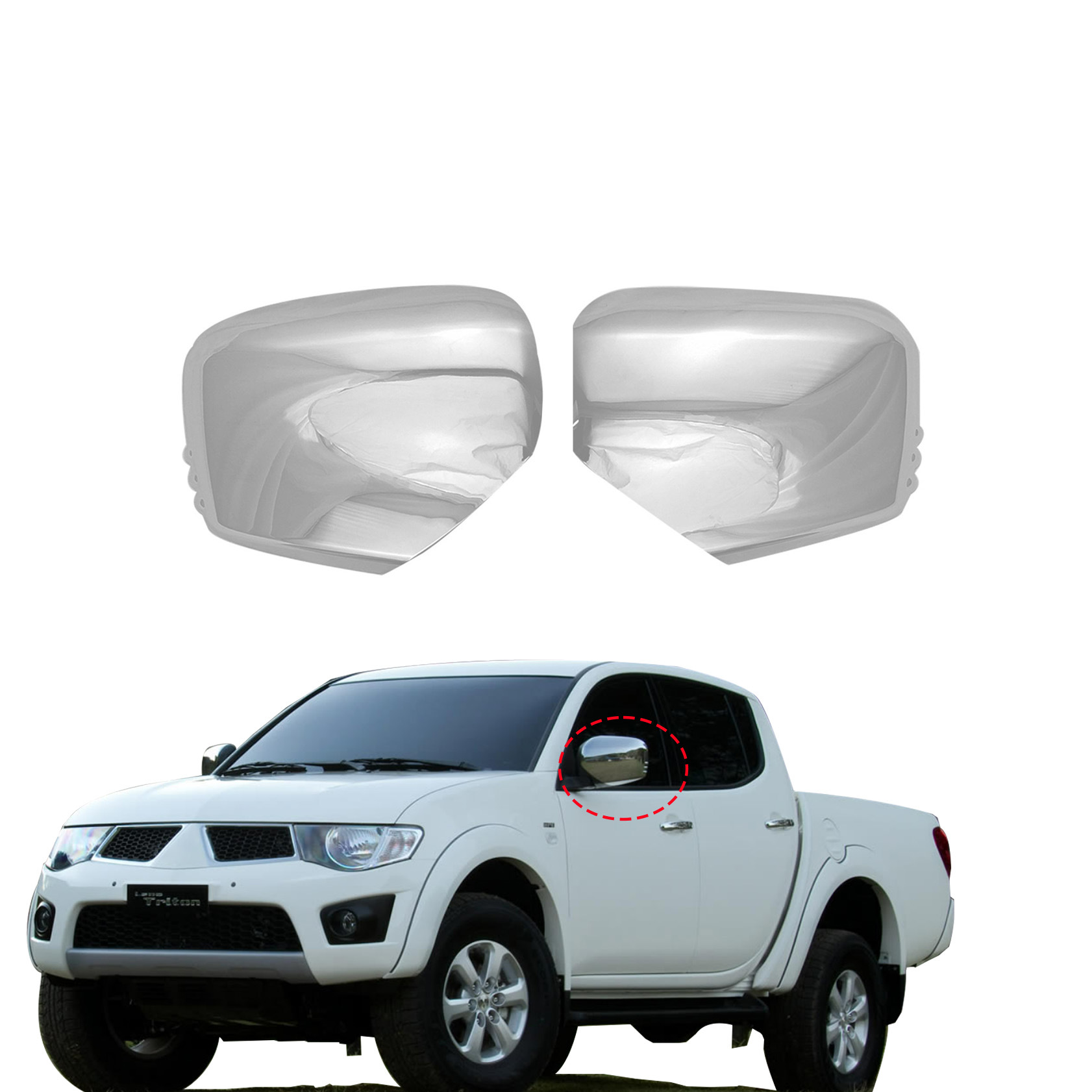 Carcasa de Espejo Retrovisor Plateada para Mitsubishi TRITON L200 2005-2014