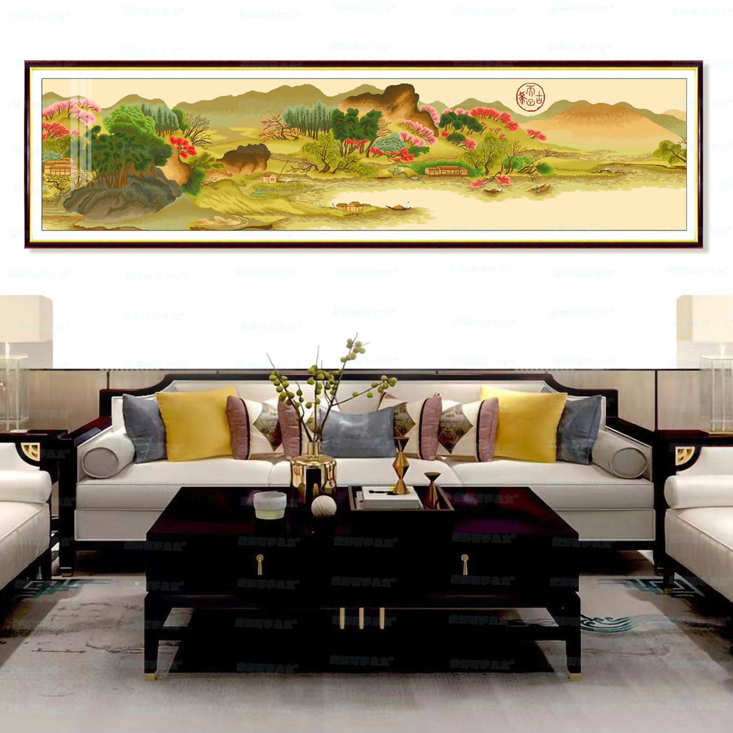 Monalisa Royal punto de cruz Xishan chunxiaotu Sala estar elegante famosa pintura decoración bordado hilo hecho a mano Chino image 4
