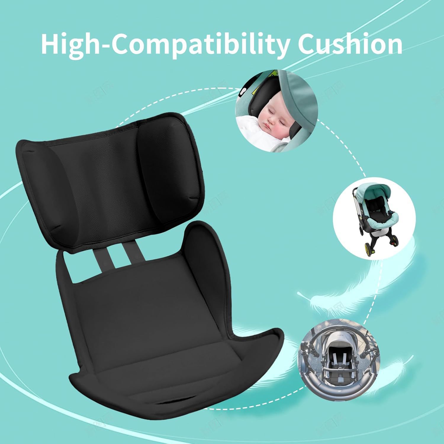 Cojín Protector para Cochecito de Bebé de Poliéster y Algodón para Cochecito y Asiento de Coche