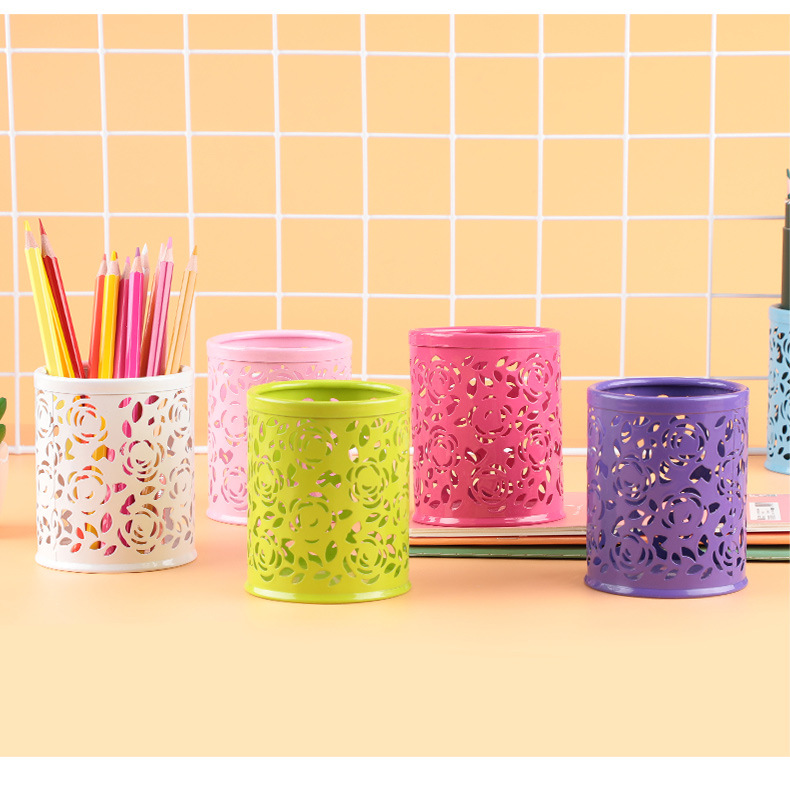 Cutie de depozitare colorată pentru studenți creativi, suport multifuncțional pentru pixuri din fier și metal, papetărie_voghion.com