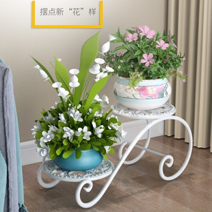 European and American Iron Single-Layer Floor-Standing Flower Stand Balcony Living Room Indoor and Outdoor Chinese Flower Pot Stand Small Flower Pot Stool Factory