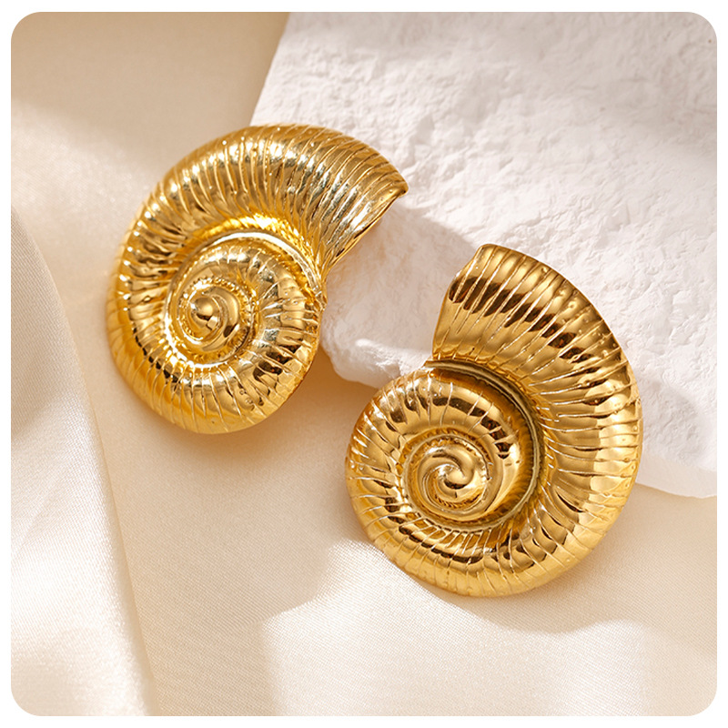 Taina transfronterizo aretes de acero de titanio serie de mar creativo nicho vacacional estilo personalidad pendientes joyas conchas de mujer