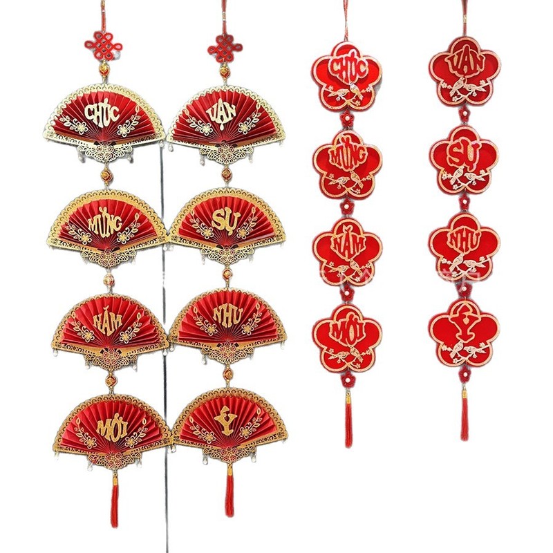 越南新年对联福字挂件大红春节对串鱼福对联装饰房门装饰对联批发|undefined