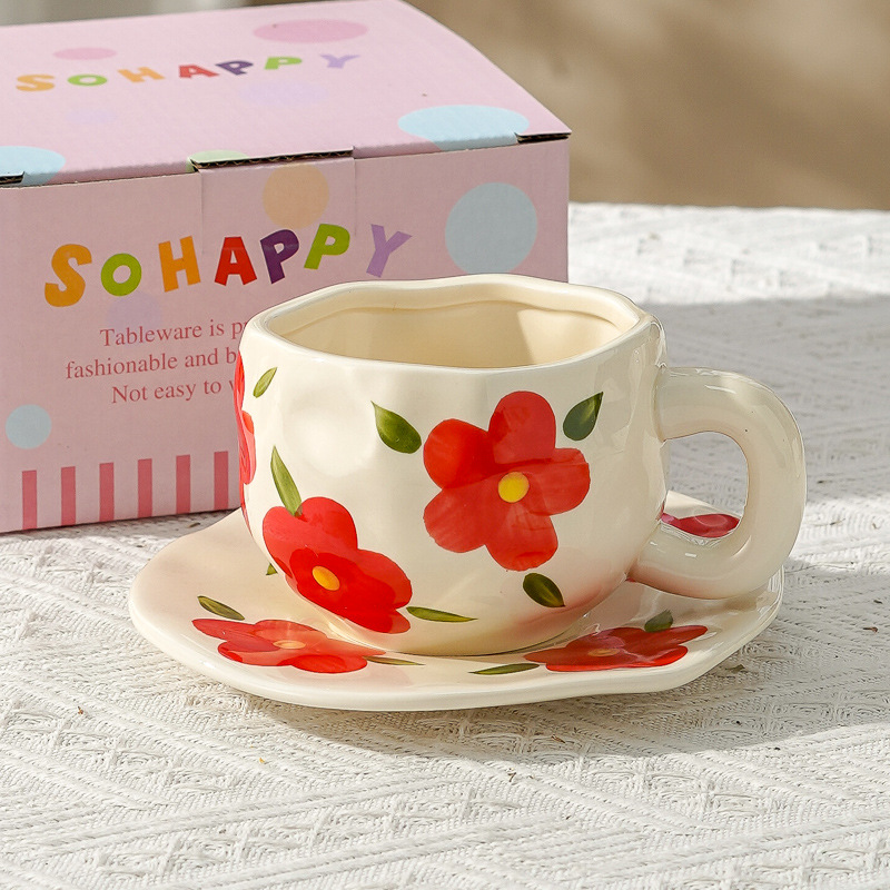 Taza de café de cerámica de alta calidad, taza de café de la tarde, esmalte de color, estilo chino, estilo retro coreano, hogar