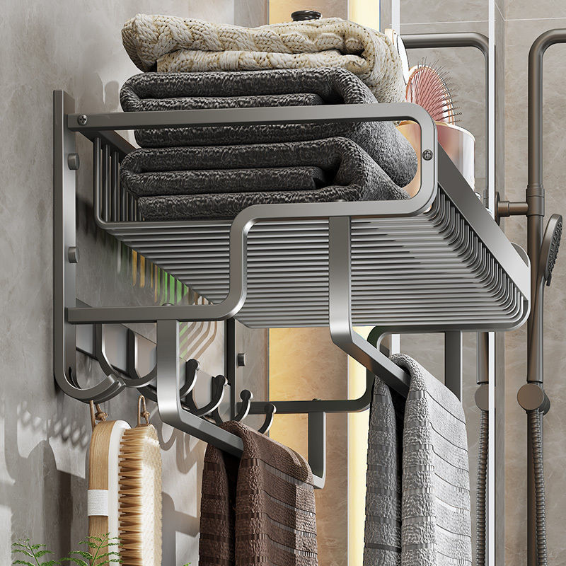 TOILET Shelf suit grey Shower Room Towel rack Punch holes Breeze Storage clothes Wall hanging Bath towel Shelf