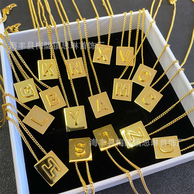 Celi Arc De Triomphe Lisa Same Style Square Letter Necklace Women's Accessible Luxury Surname English Brand Pendant Gold-Plated Clavicle Chain Celi Arc De Triomphe Lisa Same Style Square Letter Necklace Women's Accessible Luxury Surname English Brand Pendant Gold-Plated Clavicle Chain