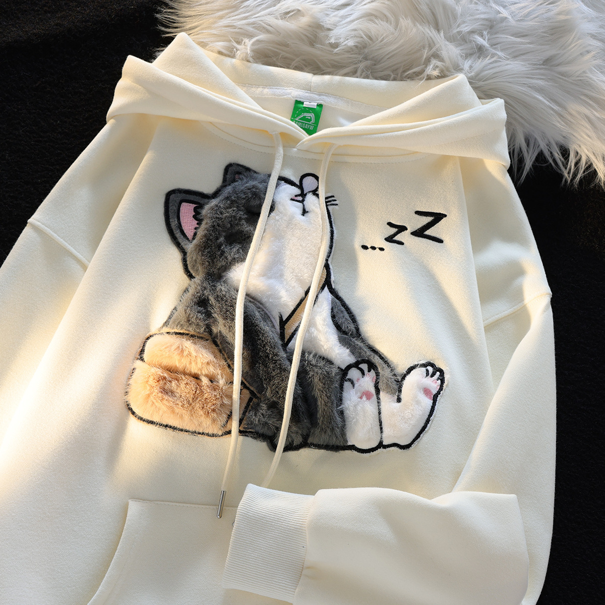 Sudadera con capucha estilo japonés retro, felpa, pareja unisex
