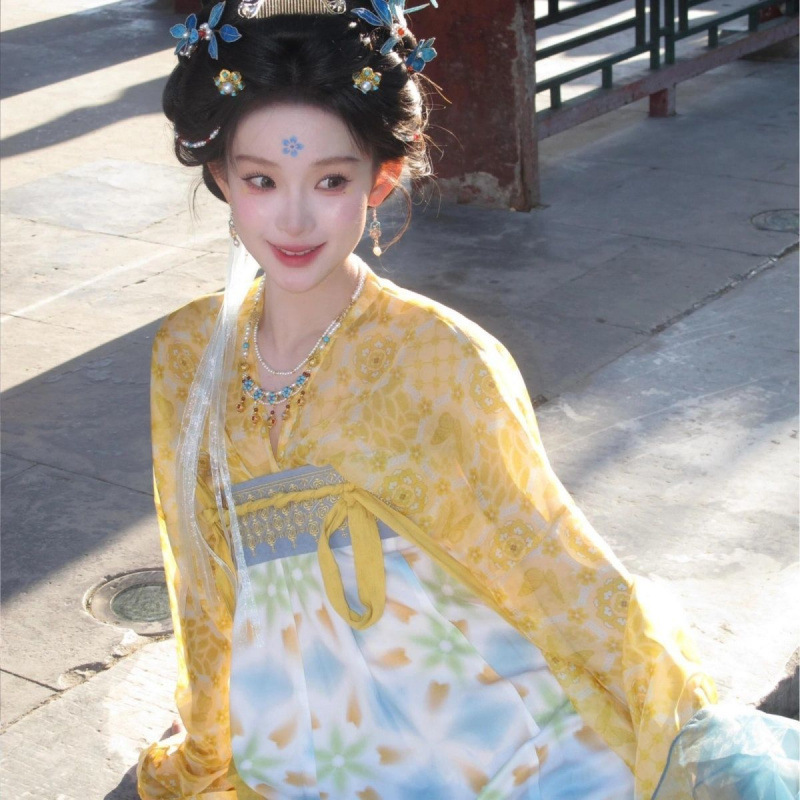 新しい漢服刺繍唐王朝胸までの長さの妖精のような日常的な破れたスカート漢服春と夏のスーツ人気の薄いスタイル|undefined