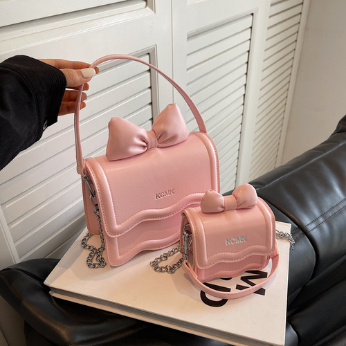 Versatile Instagram chain bag for women,  new model trendy fashion small square bag, high-end sense bow tie minority crossbody bag