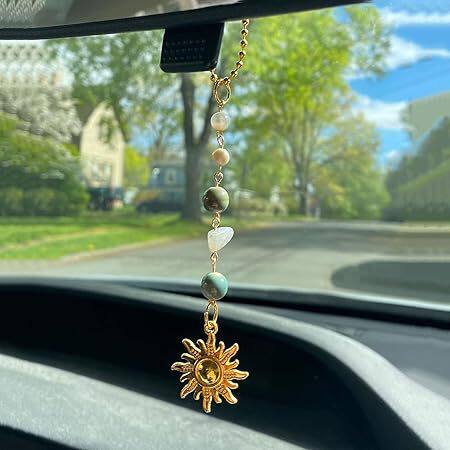 Cross-border car accessories pendant Bohemian style hanging sun car decoration manual healing crystal stone decoration