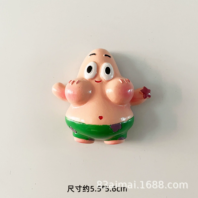 Объёмный магнит для холодильника в стиле губки, SpongeBob и Patrick, 5,5×1×5,3 см, 0,005 кг