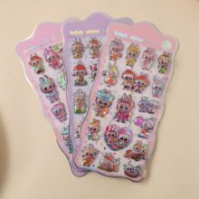 拉布布3D立体浮雕水晶贴儿童七彩镭射贴画女孩DIY手账装饰贴贴纸