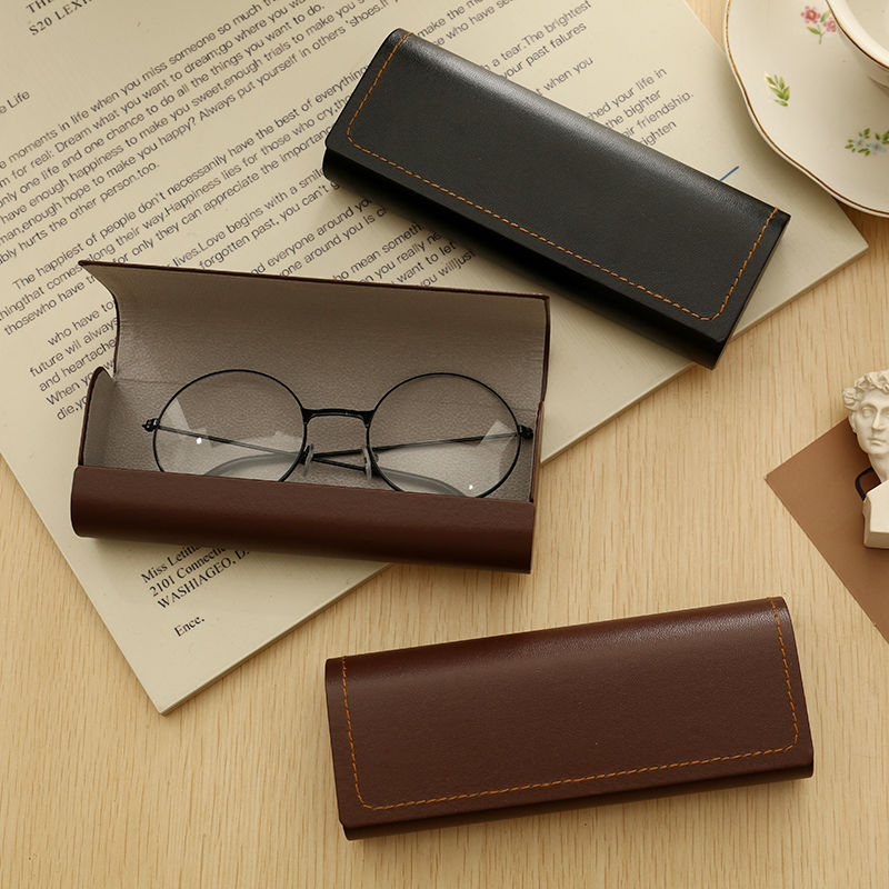 Simple English Style Glasses Box PU Leather Student Myopia Portable Compression Glasses Storage Box Sunglasses Box