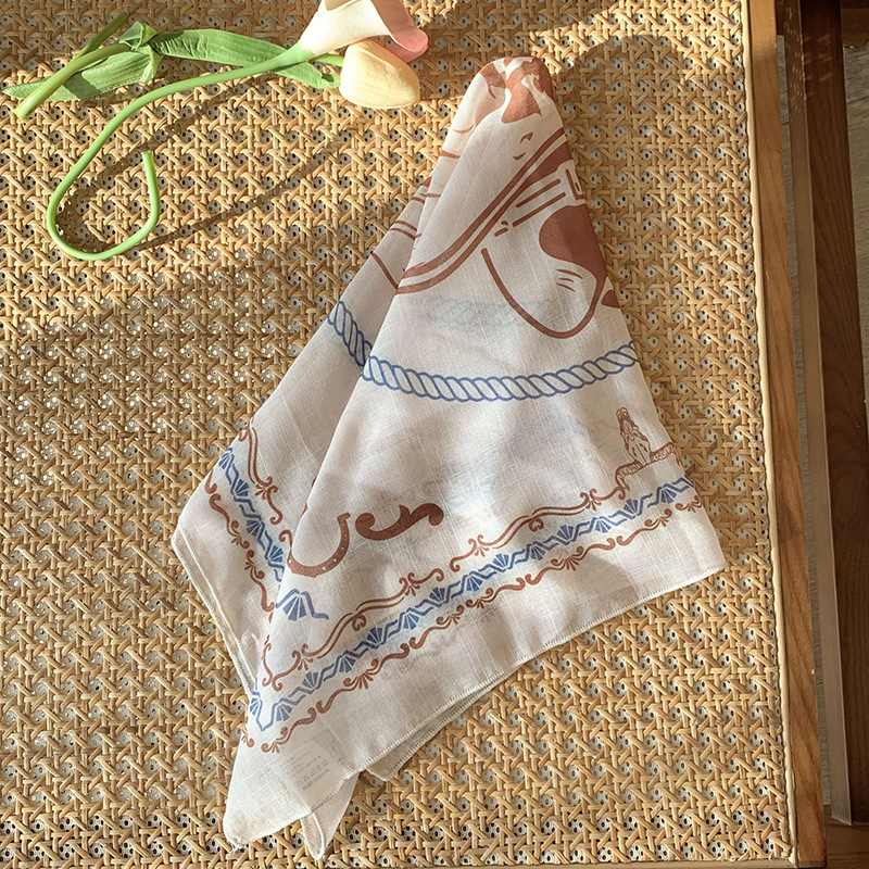 Buñuelo cuadrado de seda de alta sensación primavera y otoño flores cortas lindas dulces buñuelos pastorales buñuelos de collar buñuelos de pañuelo de bolsa de banda flotante