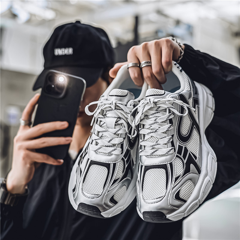 Universal Platform silver Torre Shoes Men's 2024 New Summer Mesh Casual All-match Breathable Sports Running Shoes