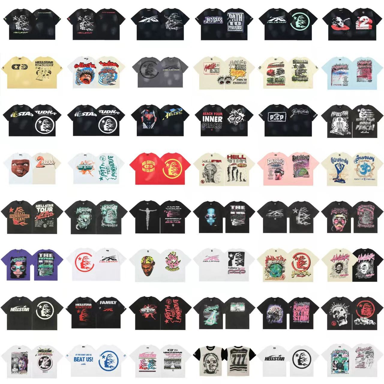 2025 Meitao High Street Hell Star HELL мужские и женские тяжелые 3D принты повседневная свободная винтажная футболка с короткими рукавами