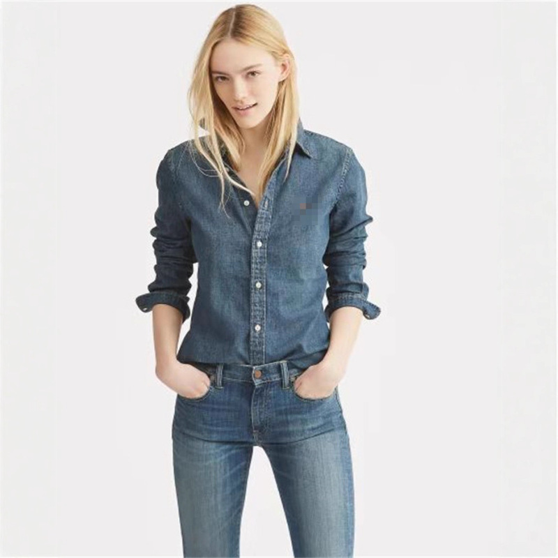 American Retro Old Money Style Denim Shirt for Women with Small Colorful Horse Embroidery, Casual Shirt Jacket, Available for Dropshipping American Retro Old Money Style Denim Shirt for Women with Small Colorful Horse Embroidery, Casual Shirt Jacket, Available for Dropshipping