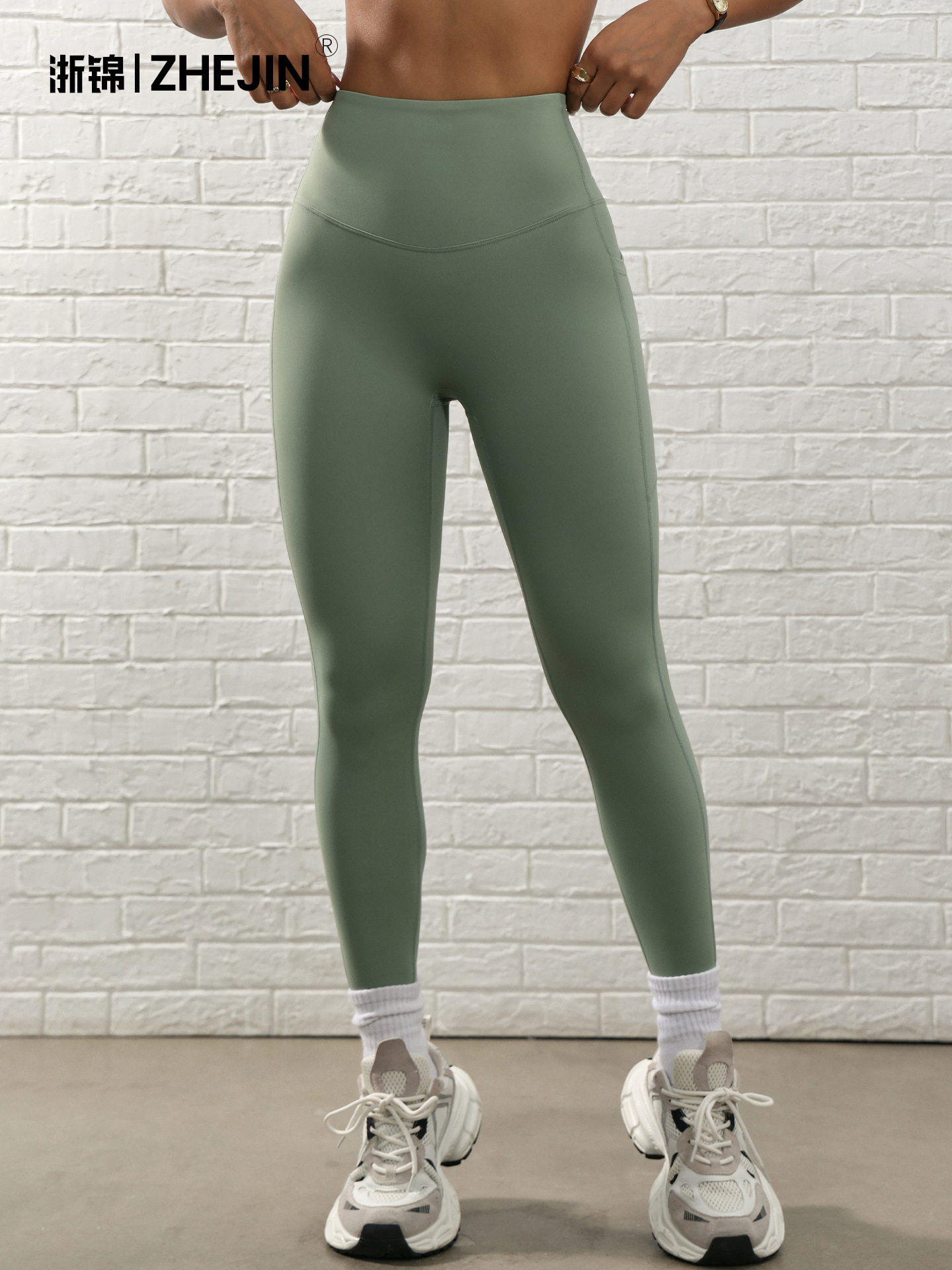 Europa y Estados Unidos transfronterizos TK explosivo ropa de yoga Halar bolsillo lateral desnudo sensación de cintura alta caderas pantalones de yoga