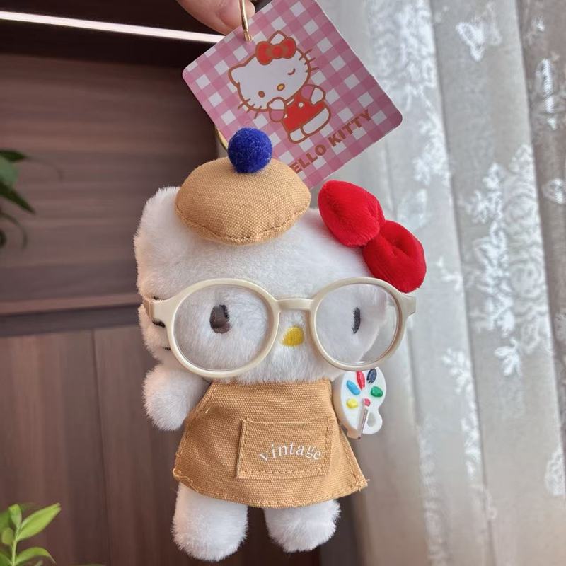 可爱眼镜包包挂件kitty猫书包装饰饰品女生小公仔挂饰品毛绒玩偶|undefined