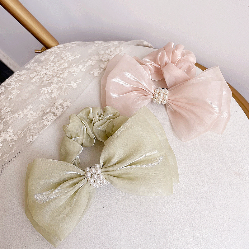Korean Pearlescent Fabric Pearl Bow Knot Head Rope display picture 10