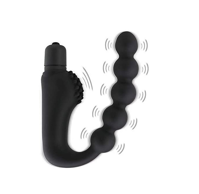 Ventricular Vibrating Anal Plug with Beads, 10-Frequency Remote-Control Silicone Massager — detail image 2