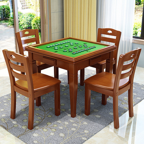 Solid wood mahjong table, dining table, dual-purpose chess table, modern simple folding household simple manual chess and card table and chair combination