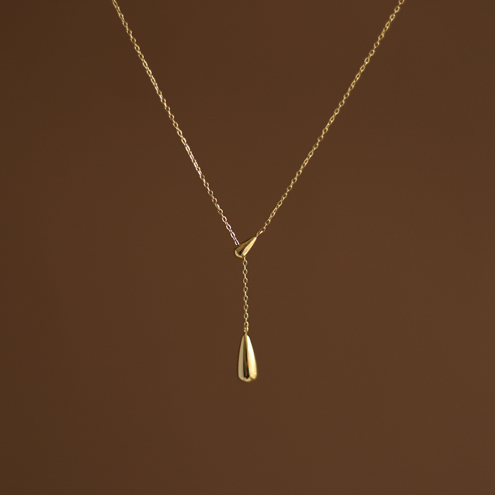 Fashion Water Droplets Titanium Steel Plating Pendant Necklace 1 Piece