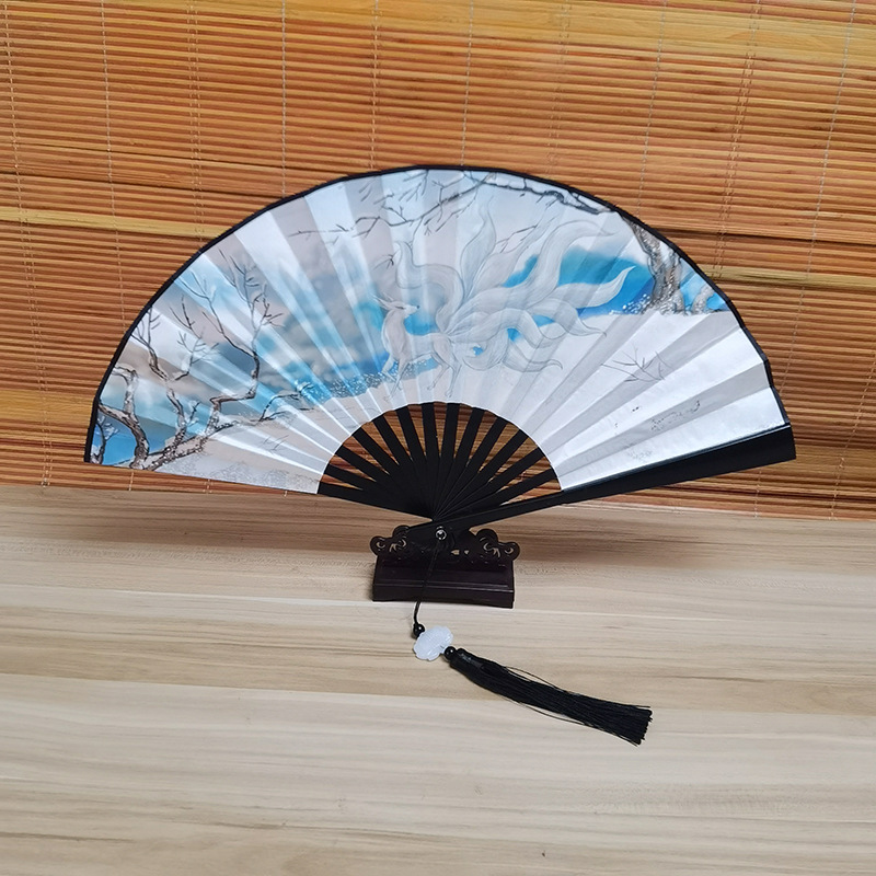 (A No. 9) 술이 달린 8 인치 검은 막대 (양면 스노우 폭스)