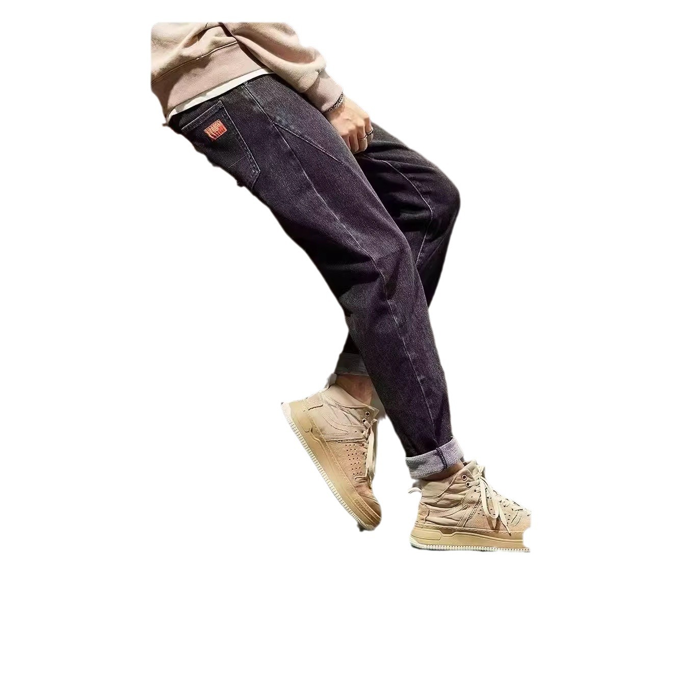 Mr. Chao-New Spring and Autumn Elastic Business Jeans Pantalones rectos de moda casual para hombres K127P55