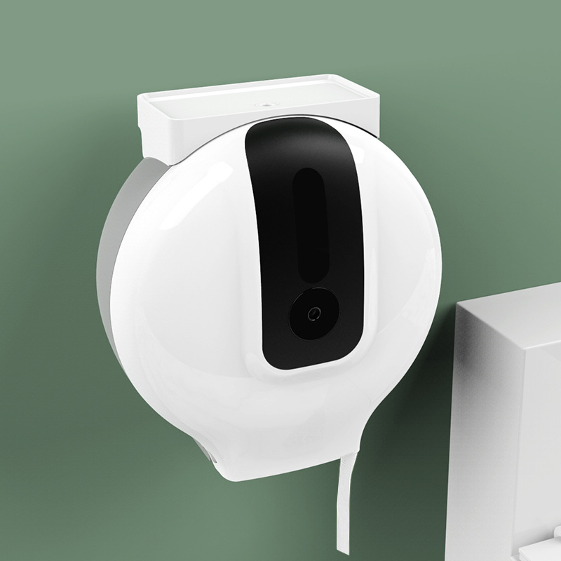 Caja de papel de rollo grande transparente sin perforaciones titular de papel higiénico titular de papel de baño montado en la Pared Soporte de papel de plato grande caja de papel