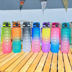 Large capacity 1000ml sports outdoor water cup for men and women with pop-up cover portable plastic cup gradient lock gift