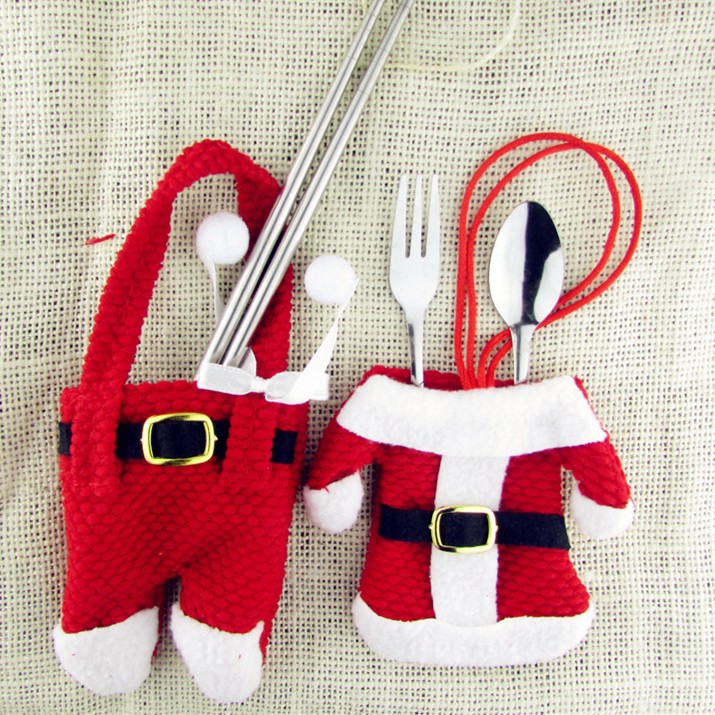 厂家供货 圣诞桌面装饰 圣诞刀叉套 圣诞餐具套 圣诞小衣服小裤子