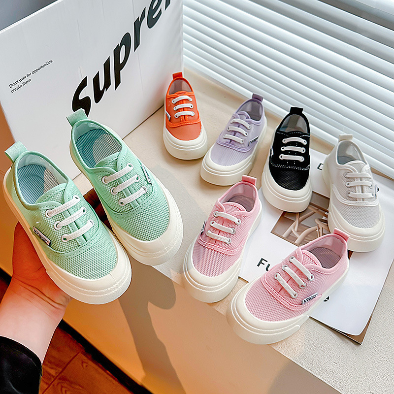 2023 Summer New Children's Sneakers for Boys and Girls, Breathable Mesh Shoes, Korean Candy Color Casual Shoes for Toddlers and Older Children