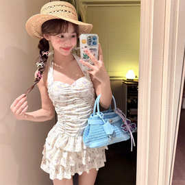 韩版游泳衣女款2025新款连体裙式钢托聚拢遮肉显瘦女士度假泡温泉