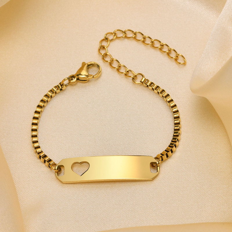 Simple Women's Stainless Steel Women's Children's Blank Curved Card Box Bracelet Engraved Name Huan Mu Jewelry Simple Women's Stainless Steel Women's Children's Blank Curved Card Box Bracelet Engraved Name Huan Mu Jewelry