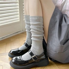 Socks for Girls: Spring and Summer Plain Color Calf Socks, Japanese Thick Knit Bunchy Socks for JK Girls, Advanced Slimming and Versatile Knee-High Socks