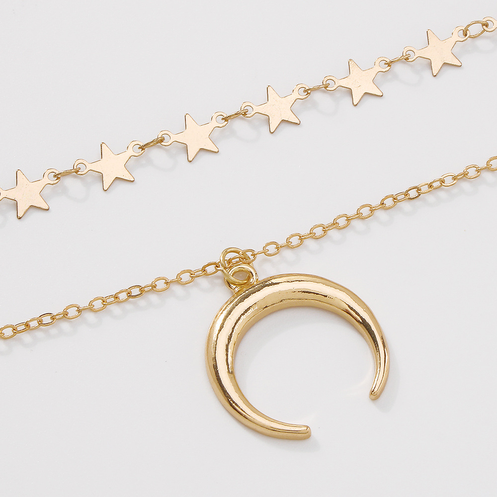 Fashion moon star double layer necklacepicture10
